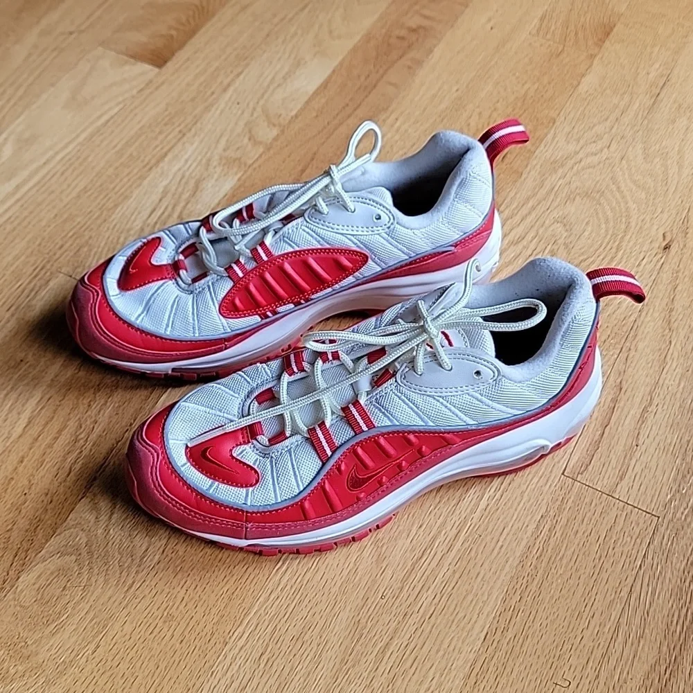 Nike Air Max Red White Youth Unisex Sneaker Leather & Mesh Upper